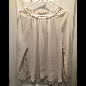 Loft beige top with cut out detail on sleeves